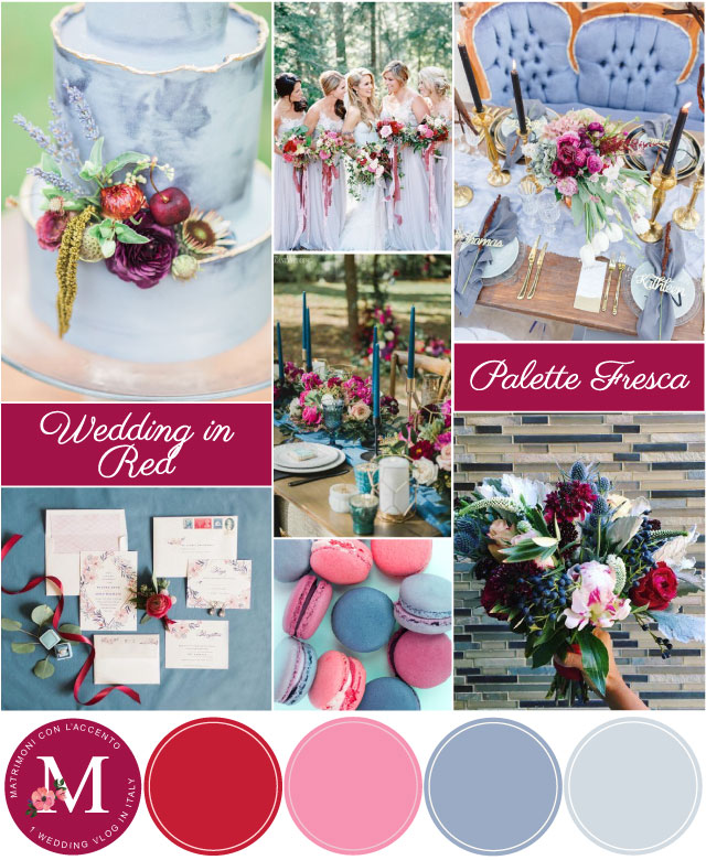 Palette per matrimonio rosso lampone e azzurro polvere ©Roberta Patanè Weddings