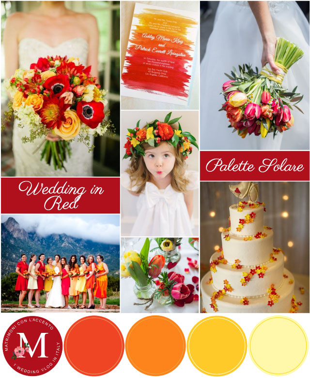 Palette per Matrimonio Solare nei colori rosso, arancione e giallo ©Roberta Patanè Weddings