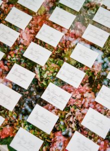 Fondale di ortensie per escort cards