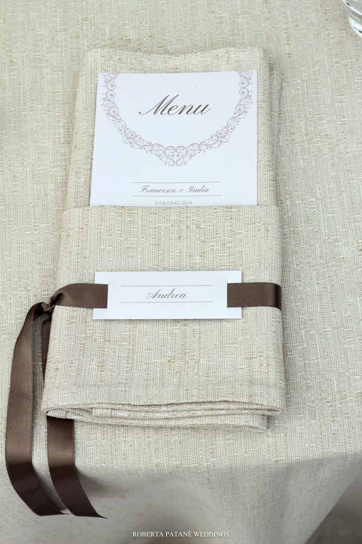 fascetta per menu matrimonio
