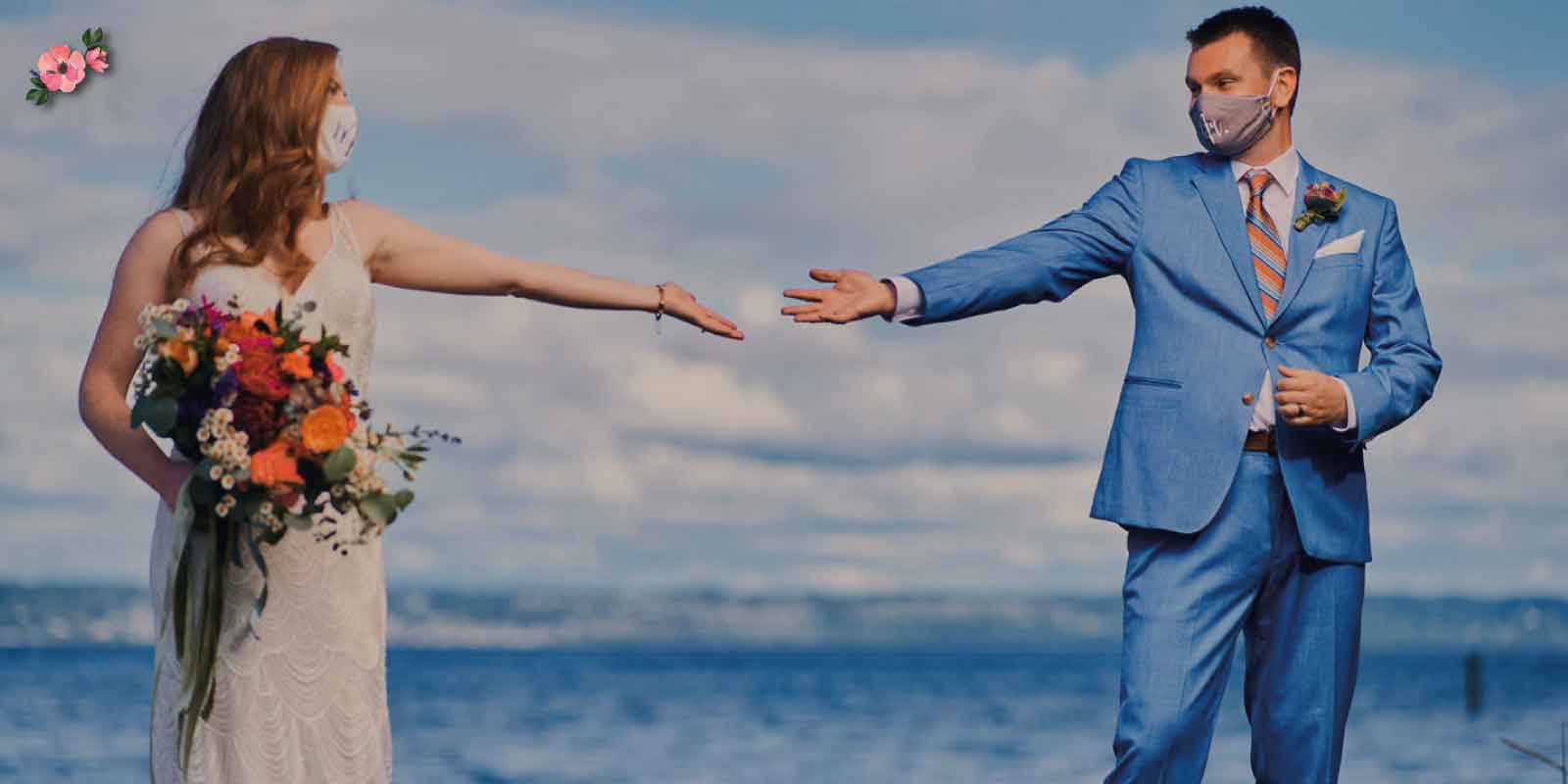 Matrimoni 2021 covid sposi con mascherina e distanziamento sociale