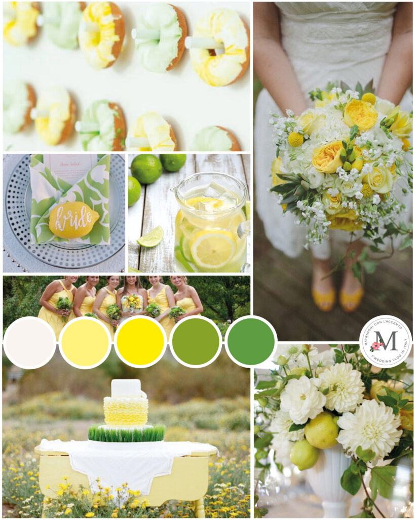 Palette per matrimonio allegro giallo limone e verde lime © Roberta Patanè Weddings