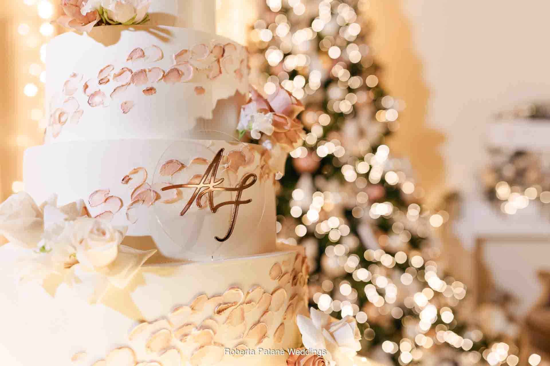 chirstmas wedding cake and tree